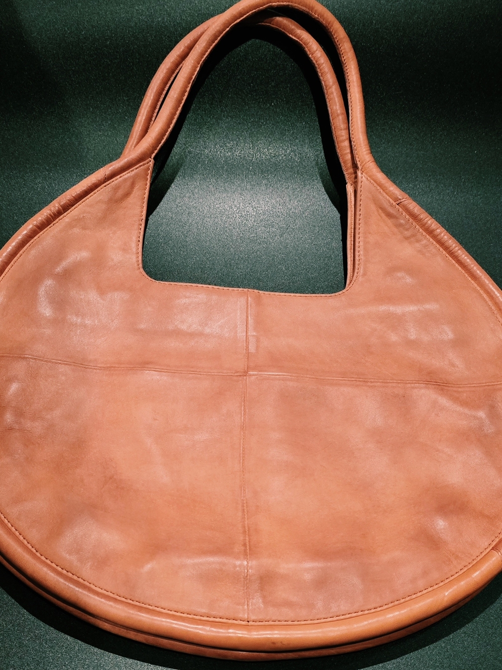 Round Leather Shoulder Bag in Cognac - Picture 12 of 12